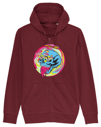 Magic Mushroom Psychedelic Trippy Skull Burgundy
