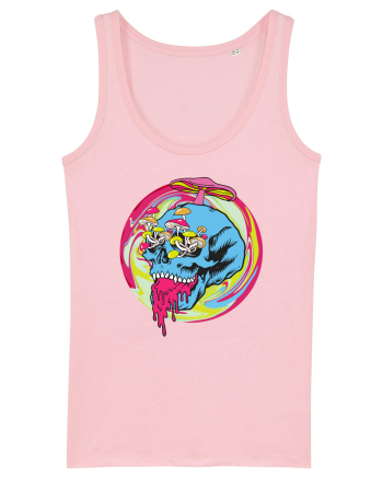 Magic Mushroom Psychedelic Trippy Skull Cotton Pink