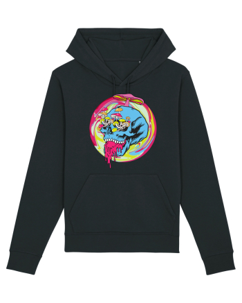 Magic Mushroom Psychedelic Trippy Skull Black