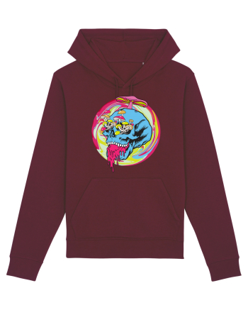 Magic Mushroom Psychedelic Trippy Skull Burgundy