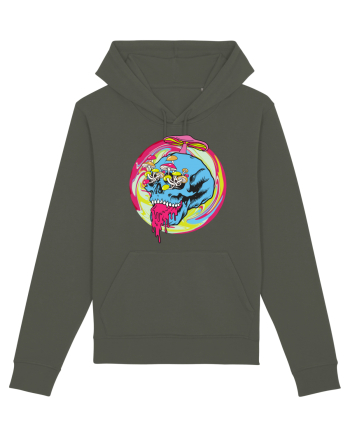 Magic Mushroom Psychedelic Trippy Skull Khaki