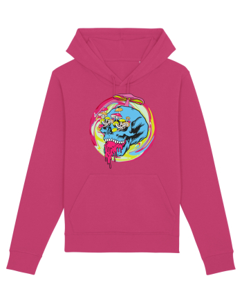 Magic Mushroom Psychedelic Trippy Skull Raspberry