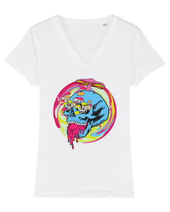 Magic Mushroom Psychedelic Trippy Skull White