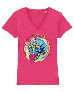 Magic Mushroom Psychedelic Trippy Skull Tricou mânecă scurtă guler V Damă Evoker