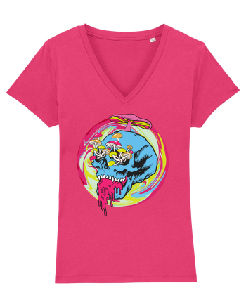 Magic Mushroom Psychedelic Trippy Skull Raspberry
