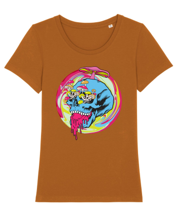 Magic Mushroom Psychedelic Trippy Skull Roasted Orange