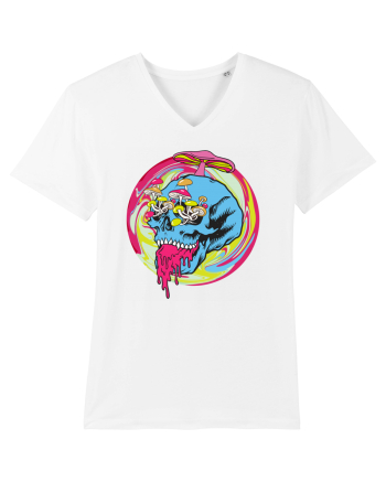 Magic Mushroom Psychedelic Trippy Skull White