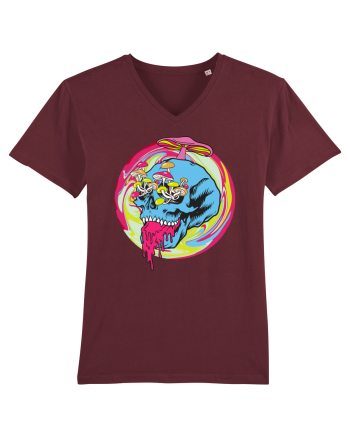 Magic Mushroom Psychedelic Trippy Skull Burgundy