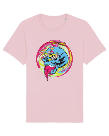 Magic Mushroom Psychedelic Trippy Skull Cotton Pink