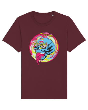 Magic Mushroom Psychedelic Trippy Skull Burgundy