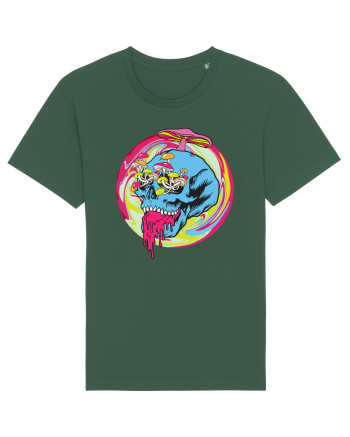 Magic Mushroom Psychedelic Trippy Skull Bottle Green