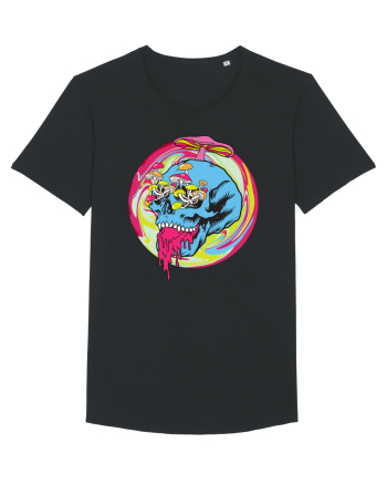 Magic Mushroom Psychedelic Trippy Skull Black