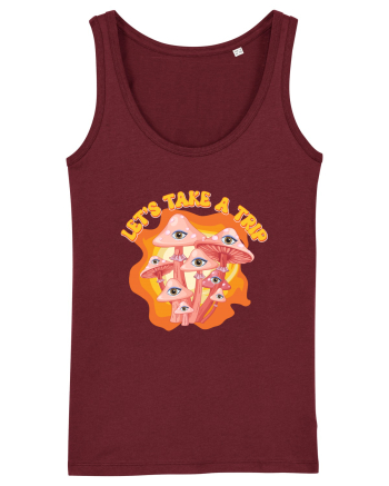 Let's Take A Trip Magic Mushroom Burgundy