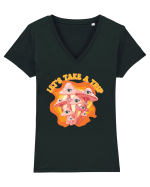 Let's Take A Trip Magic Mushroom Tricou mânecă scurtă guler V Damă Evoker