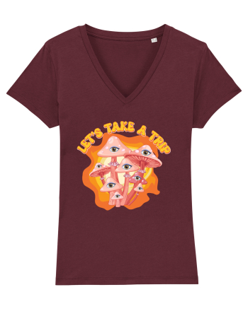 Let's Take A Trip Magic Mushroom Burgundy