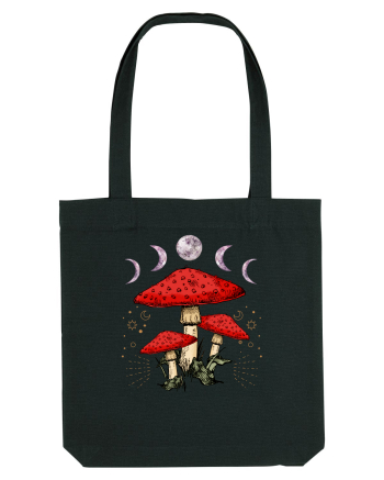 Moon Phase Psychedelic Mushroom Black