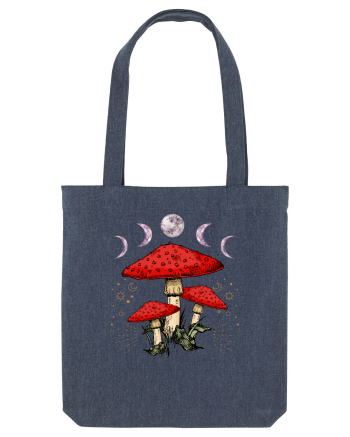 Moon Phase Psychedelic Mushroom Midnight Blue