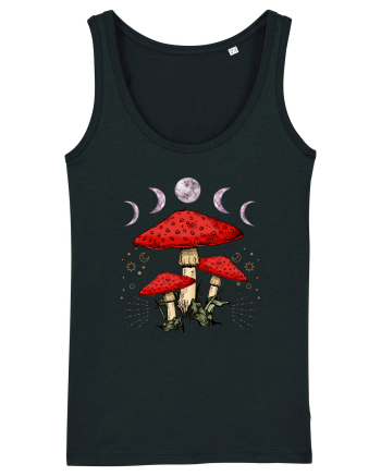 Moon Phase Psychedelic Mushroom Black