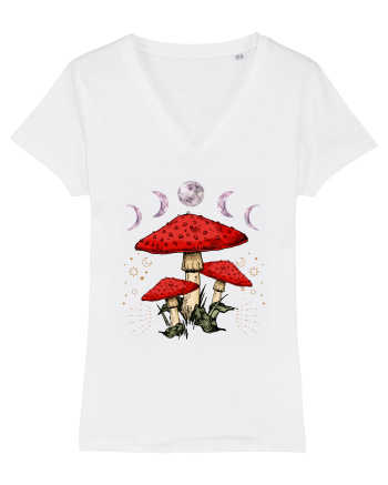 Moon Phase Psychedelic Mushroom White