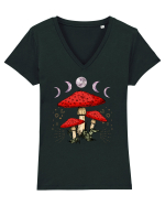 Moon Phase Psychedelic Mushroom Tricou mânecă scurtă guler V Damă Evoker