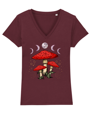 Moon Phase Psychedelic Mushroom Burgundy