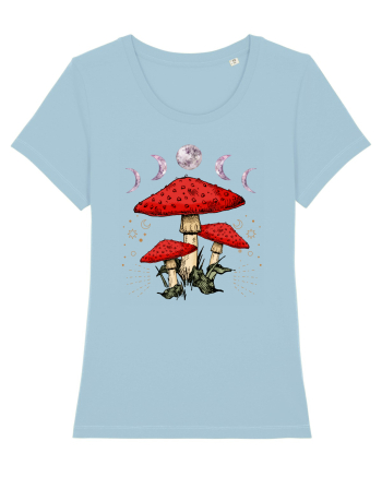 Moon Phase Psychedelic Mushroom Sky Blue