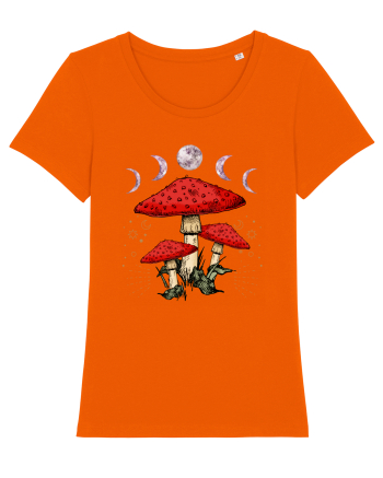 Moon Phase Psychedelic Mushroom Bright Orange