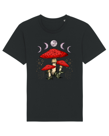 Moon Phase Psychedelic Mushroom Black