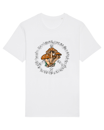 Mushroom Hippie Sign White