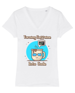 Turning Caffeine into Code Tricou mânecă scurtă guler V Damă Evoker