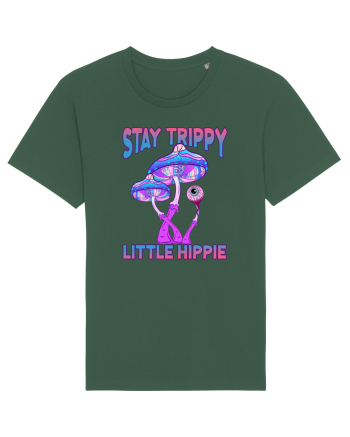 Stay Trippy Little Hippie Retro Psychedelic Bottle Green