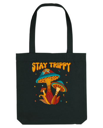 Stay Trippy Hippie Mushroom Retro Black
