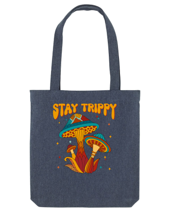 Stay Trippy Hippie Mushroom Retro Midnight Blue