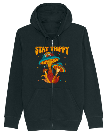 Stay Trippy Hippie Mushroom Retro Black