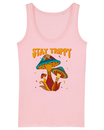 Stay Trippy Hippie Mushroom Retro Cotton Pink