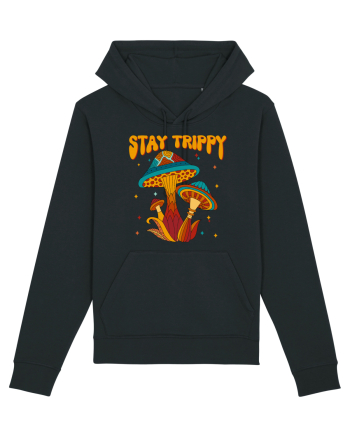 Stay Trippy Hippie Mushroom Retro Black