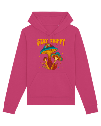 Stay Trippy Hippie Mushroom Retro Raspberry