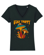 Stay Trippy Hippie Mushroom Retro Tricou mânecă scurtă guler V Damă Evoker