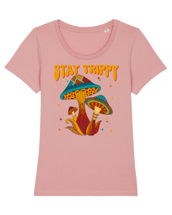 Stay Trippy Hippie Mushroom Retro Canyon Pink