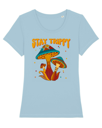 Stay Trippy Hippie Mushroom Retro Sky Blue