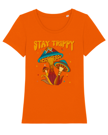 Stay Trippy Hippie Mushroom Retro Bright Orange