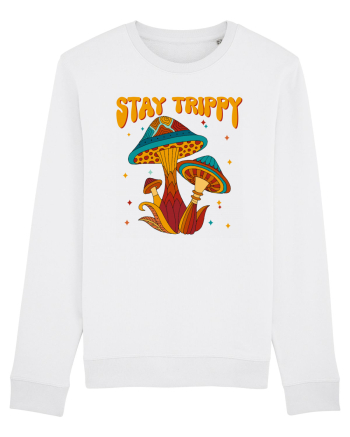 Stay Trippy Hippie Mushroom Retro White