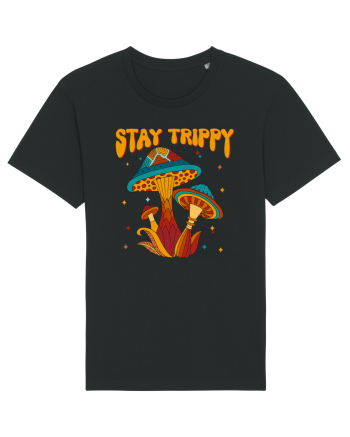 Stay Trippy Hippie Mushroom Retro Black