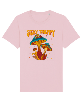 Stay Trippy Hippie Mushroom Retro Cotton Pink