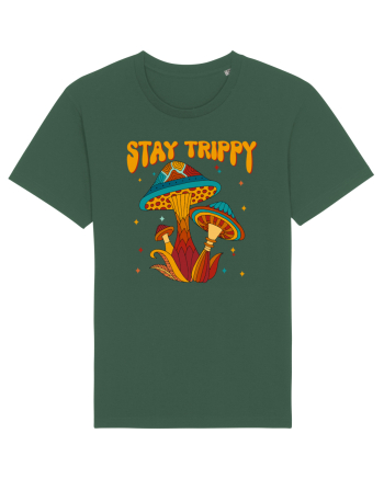 Stay Trippy Hippie Mushroom Retro Bottle Green