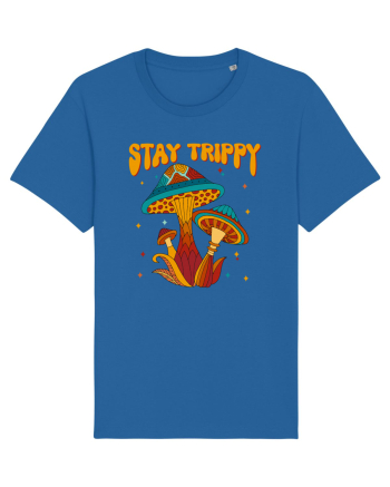 Stay Trippy Hippie Mushroom Retro Royal Blue