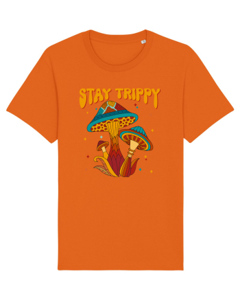 Stay Trippy Hippie Mushroom Retro Bright Orange