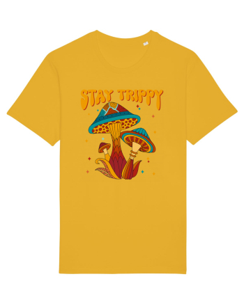 Stay Trippy Hippie Mushroom Retro Spectra Yellow