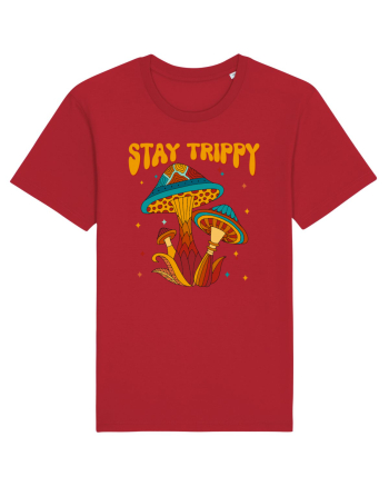 Stay Trippy Hippie Mushroom Retro Red