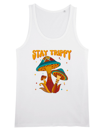 Stay Trippy Hippie Mushroom Retro White